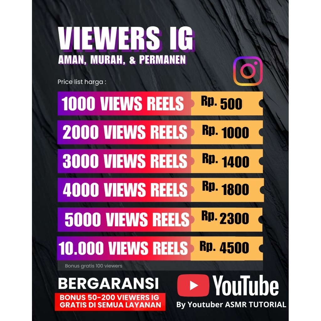 VIEWERS INSTAGRAM PERMANEN GARANSI & TERMURAH