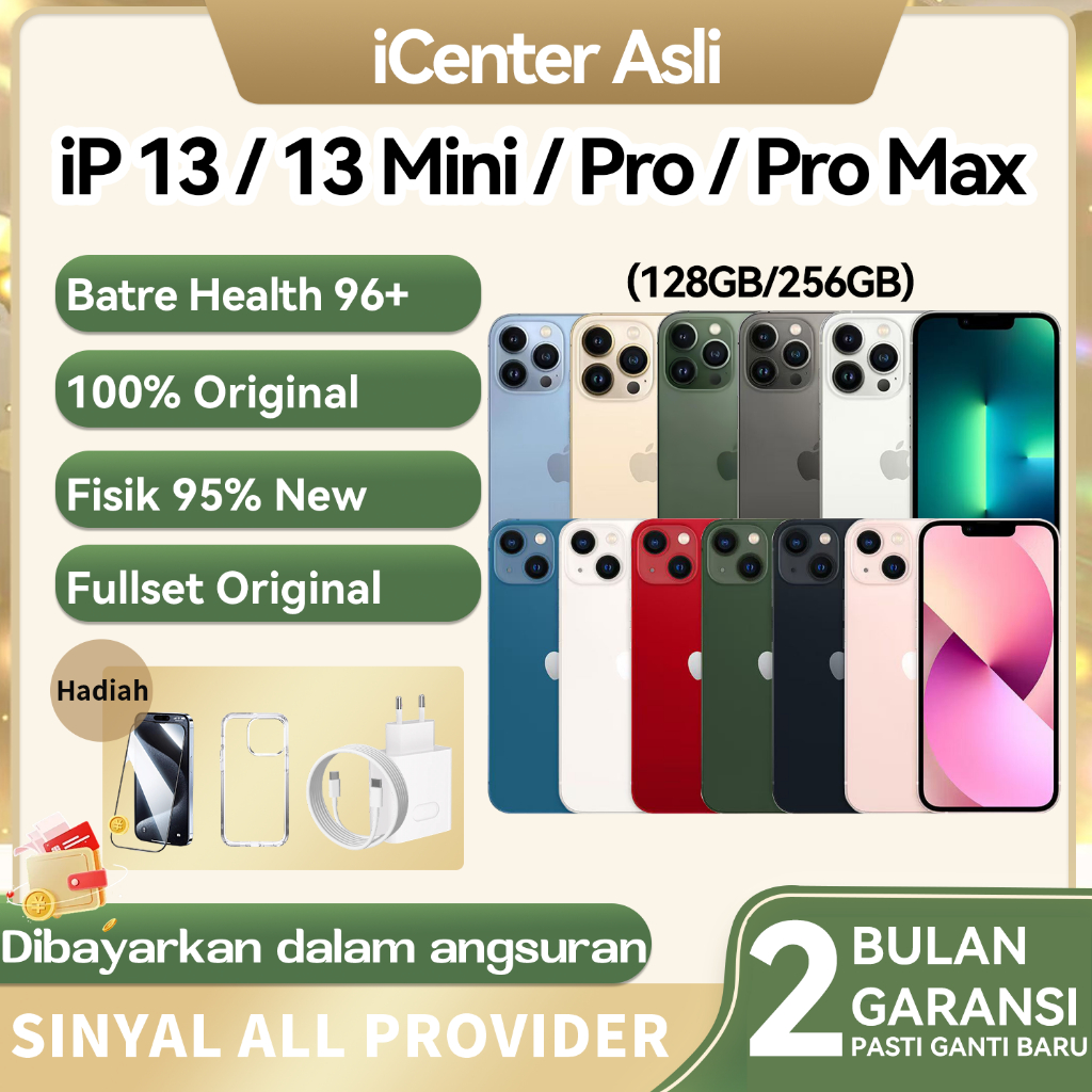 iPhone 13 Pro Max Second Bekas 100%Original iP 13 / 13 Mini / 13 Pro Inter 128GB 256GB Fullset No Re