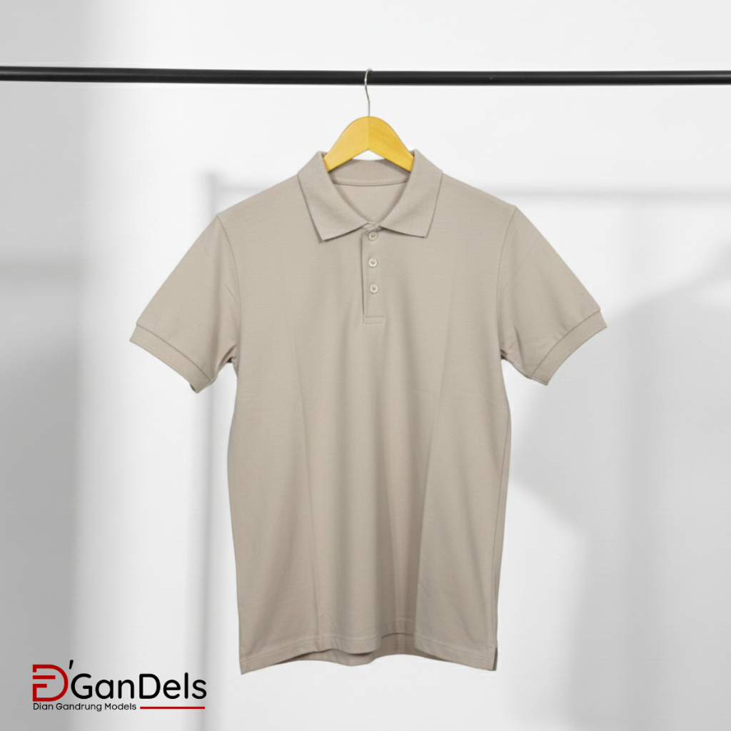 Polo Shirt Pendek Cvc Pique Hexagon 24s Light Brown - Dgandels