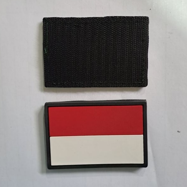patch rubber logo merah putih perekat velcro