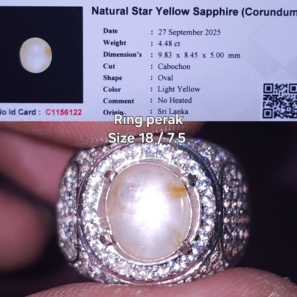 Natural light yellow star sapphire ceylon safir srilanka no treatment