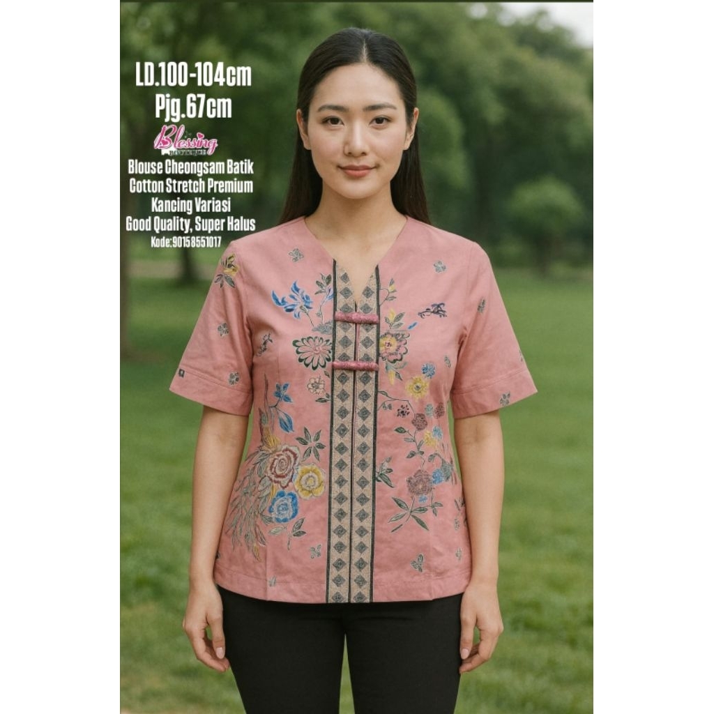 Blouse batik wanita fashion modern terbaru model blouse batik Cheongsam Shanghai Imlek pesta mewah t