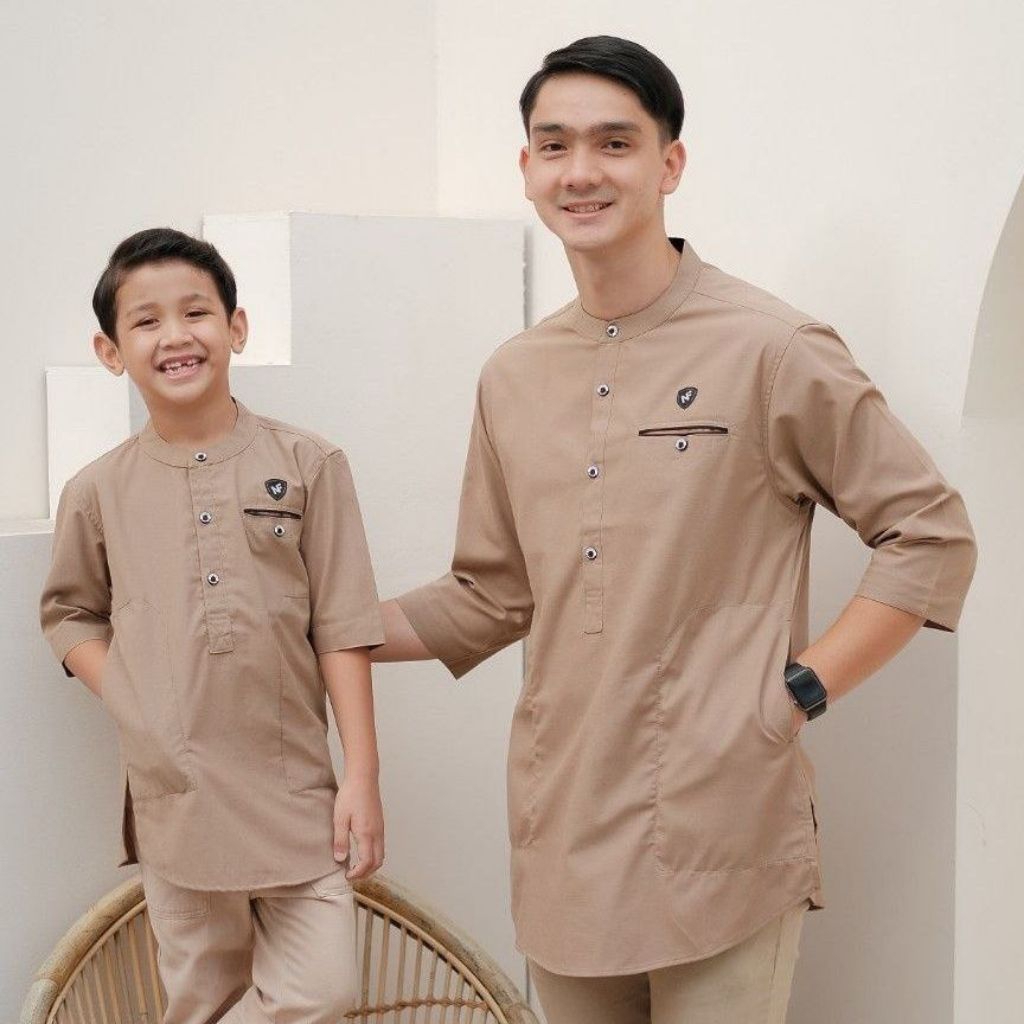 Koko Kurta Pakistan Polos Couple Ayah Dan Anak Terbaru Lengan 3/4 Warna Milo Terlaris Termurah Koko 