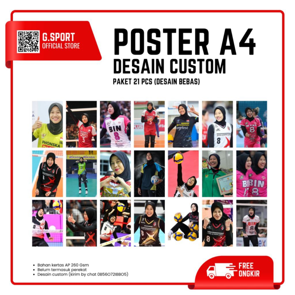 POSTER DINDING MEGAWATI/VOLI BEBAS REQUEST DESAIN A4+ (20 Pcs+1 Bonus)