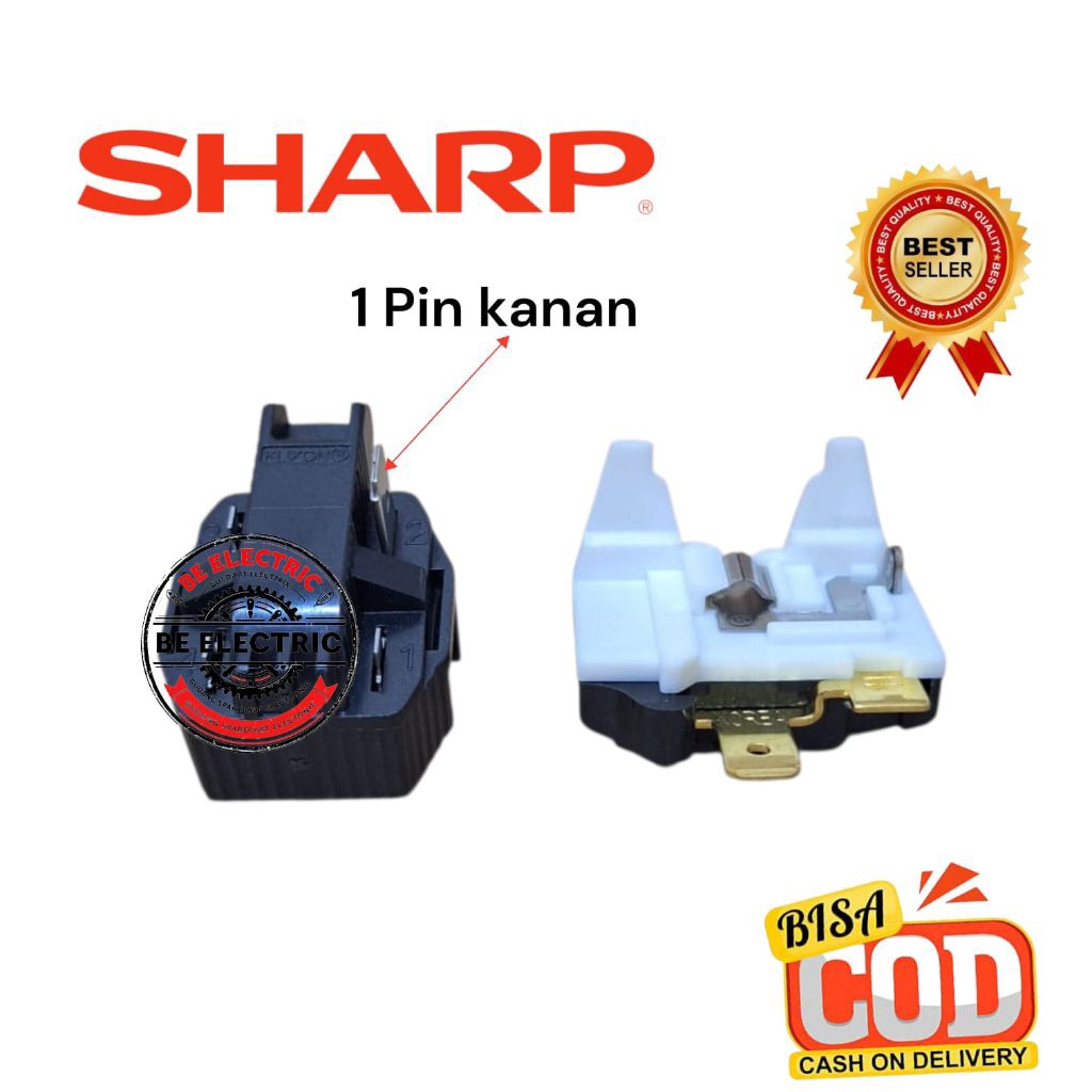 RELAY-RILAY PTC+OVERLOAD KULKAS 1 PINTU SHARP | RELAY KAKI KANAN KULKAS SHARP ORI