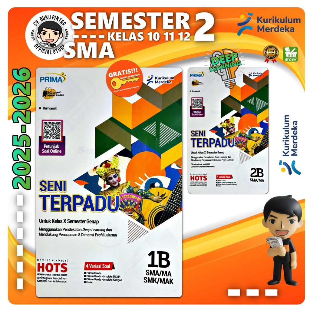 BUKU LKS SENI TERPADU SMA KELAS 10 11 12, ISI: SENI TARI, SENI RUPA, SENI MUSIK, SENI TEATER SEMESTE
