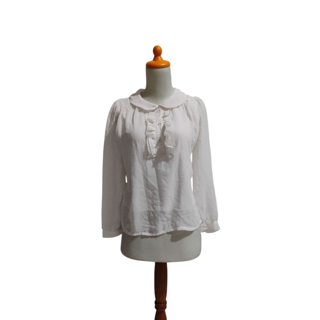 Preloved Kemeja Putih LD 84 cm / Baju Kerja Wanita Lengan Panjang Second/ Atasan Bekas