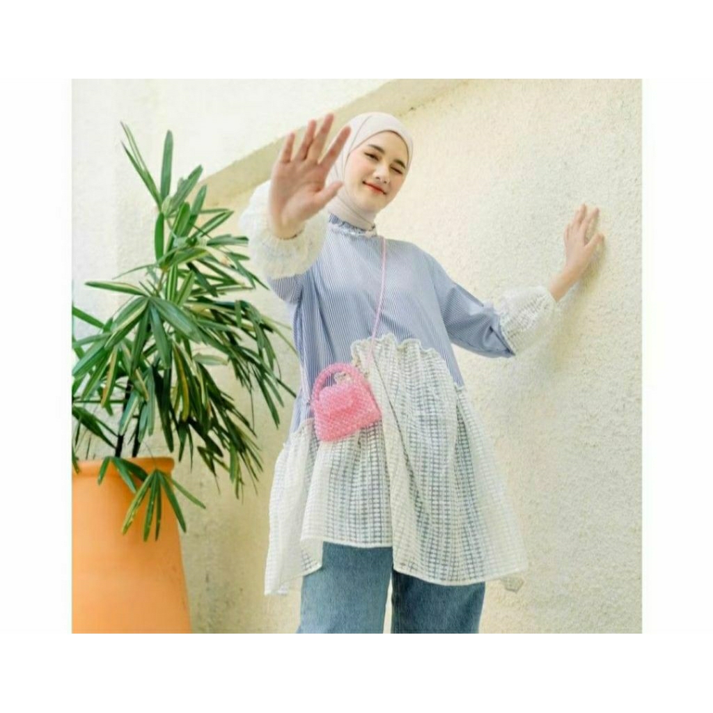 preloved melody stripe navy/Preloved Haidee Orlin/Preloved Gamis/Preloved Dress/Preloved Midi dress/