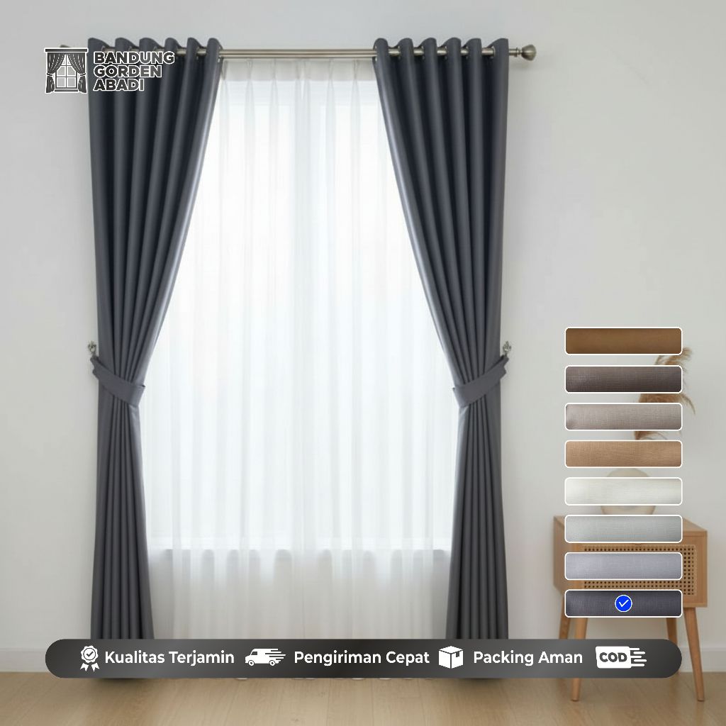 BLACKOUT Gorden Polos Import Super Tebal - Pintu Jendela Minimalis Premium