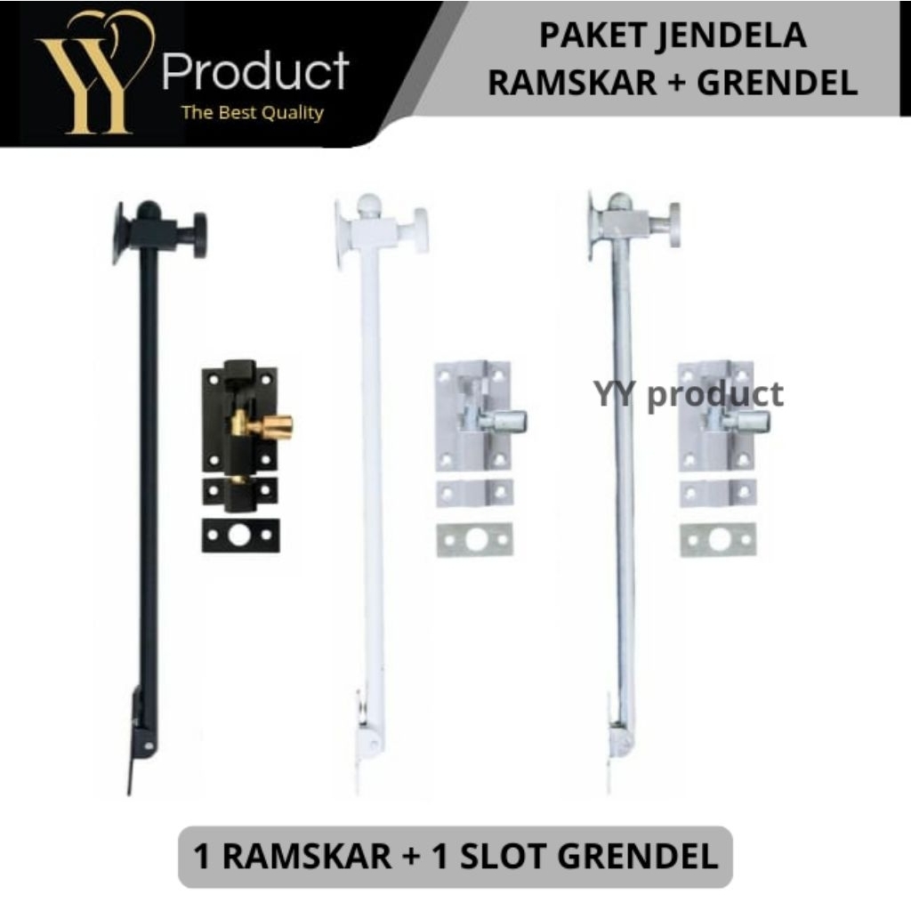 Paket Jendela Satu Set Ramskar Slot Grendel Tebal / Handle Kuncu Penahan Jendela