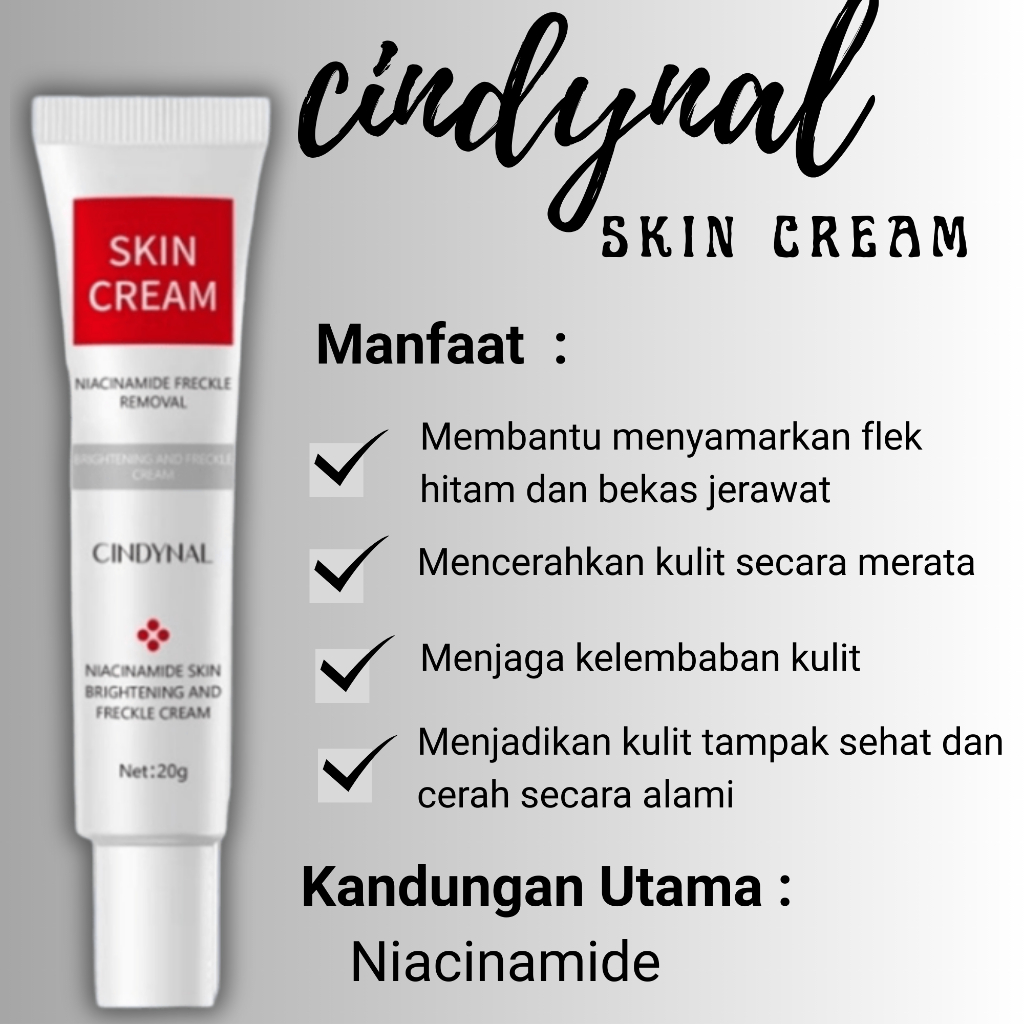 (BPOM)CINDYNAL Krim Wajah || Pemutih Wajah Mencerahkan Kulit | Hapus Flek Hitam | Meremajakan Kulit