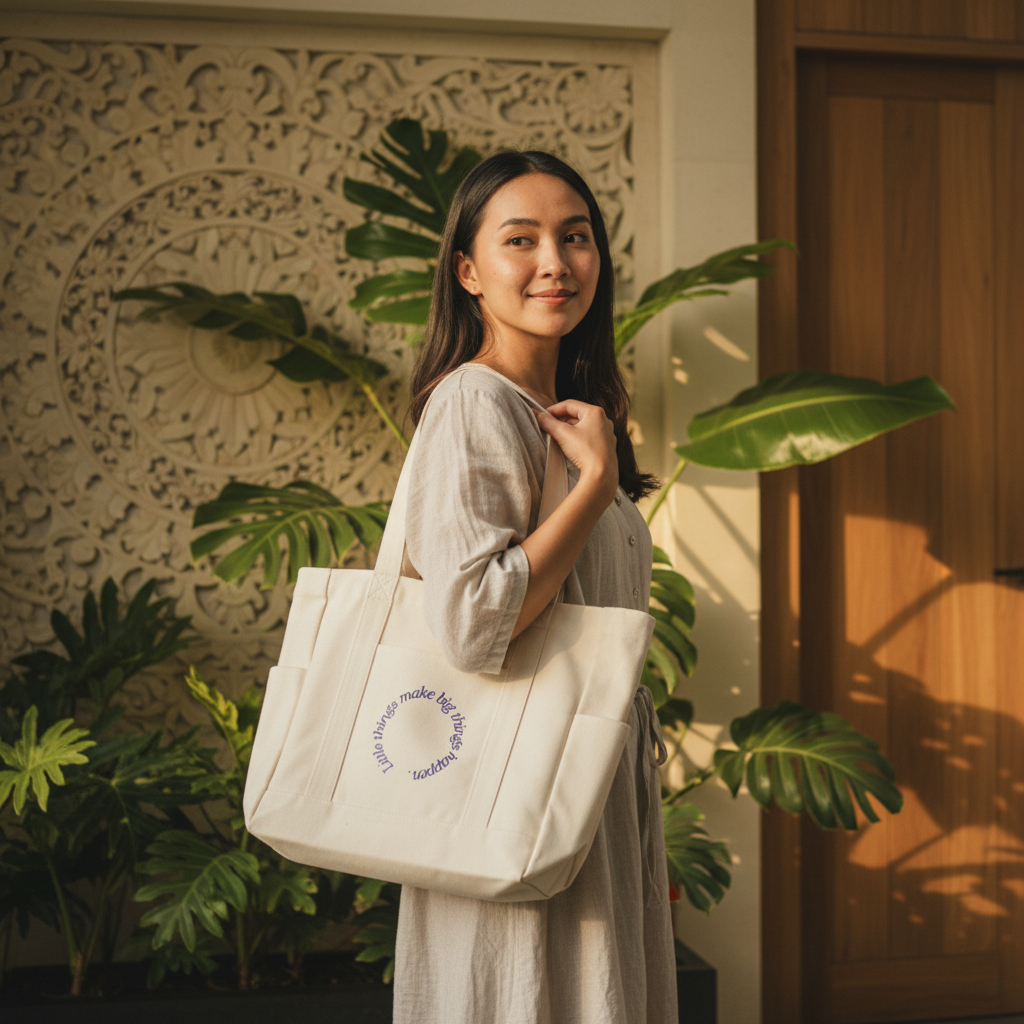 VOLKVOX Totebag Charlotte Putih Tulang Things - Totebag Kanvas Resleting Putih Tulang Tote Bag Kerja