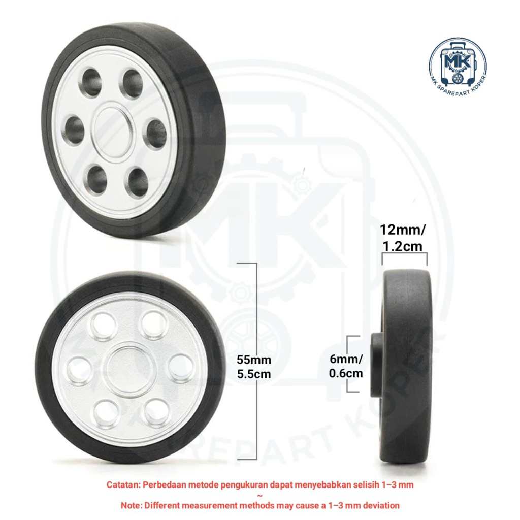 Roda Double Koper Rimowa,Silver 5,5CM Premium