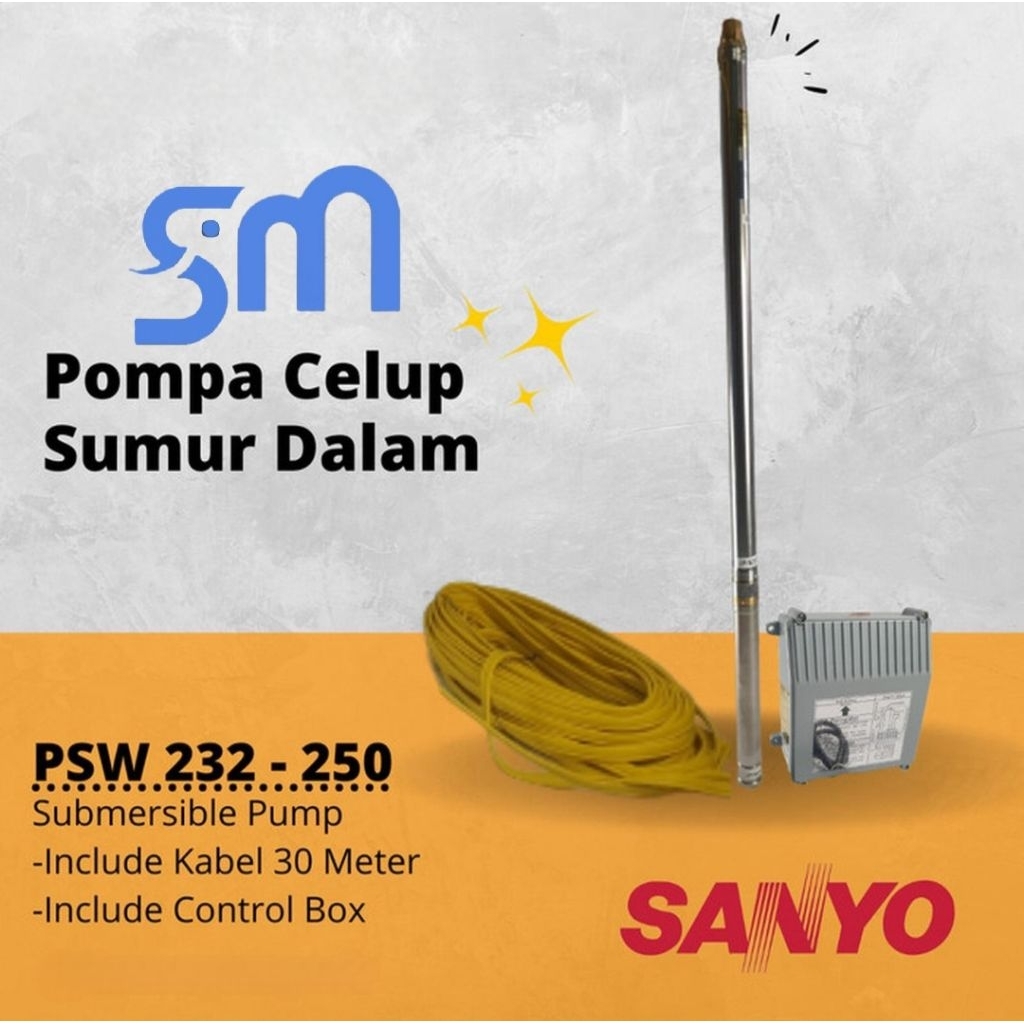 Pompa Celup Sanyo PS W250-232 2 inch Submersible pump PSW250 PSW 250