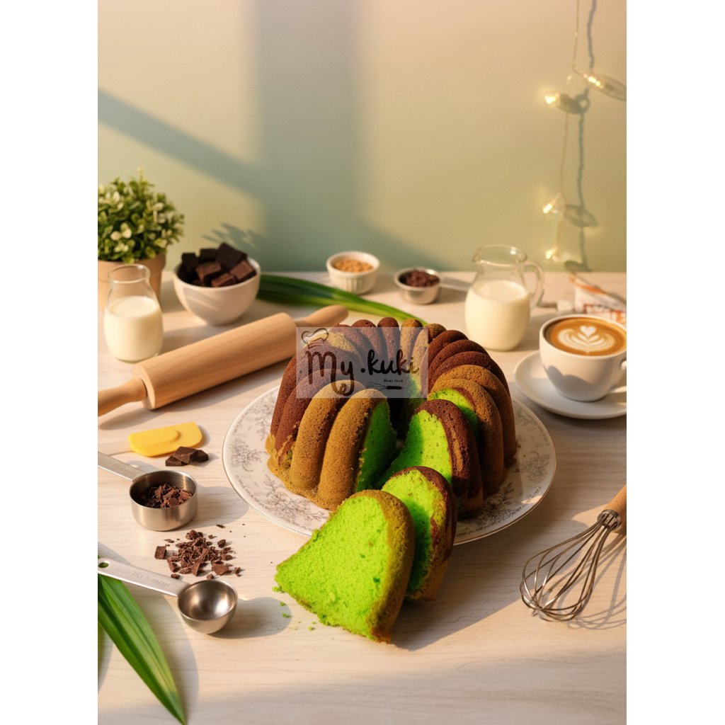 marmer cake pandan coklat