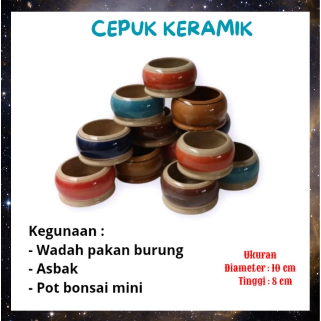 Wadah Pakan Burung Cepuk Keramik Pot Bonsai Mini Bisa Untuk Asbak