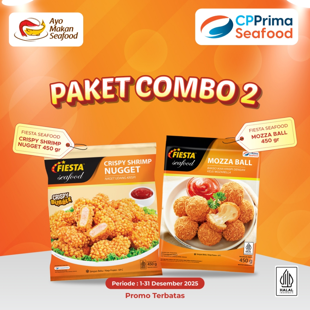 Paket Combo 2: Fiesta Seafood Mozza Ball 450g & Fiesta Seafood Crispy Shrimp Nugget 450g