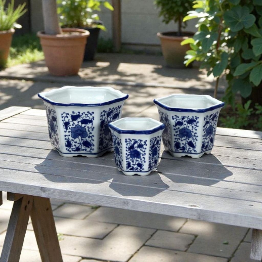 Pot Tanaman Keramik Segi Enam