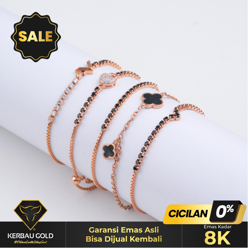 [Kerbau Gold] Gelang Emas Serut Black Series 8K - Emas Asli 100% - DD