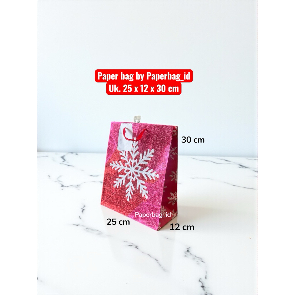 Paper bag kado 25x30 warna Pink Glitter