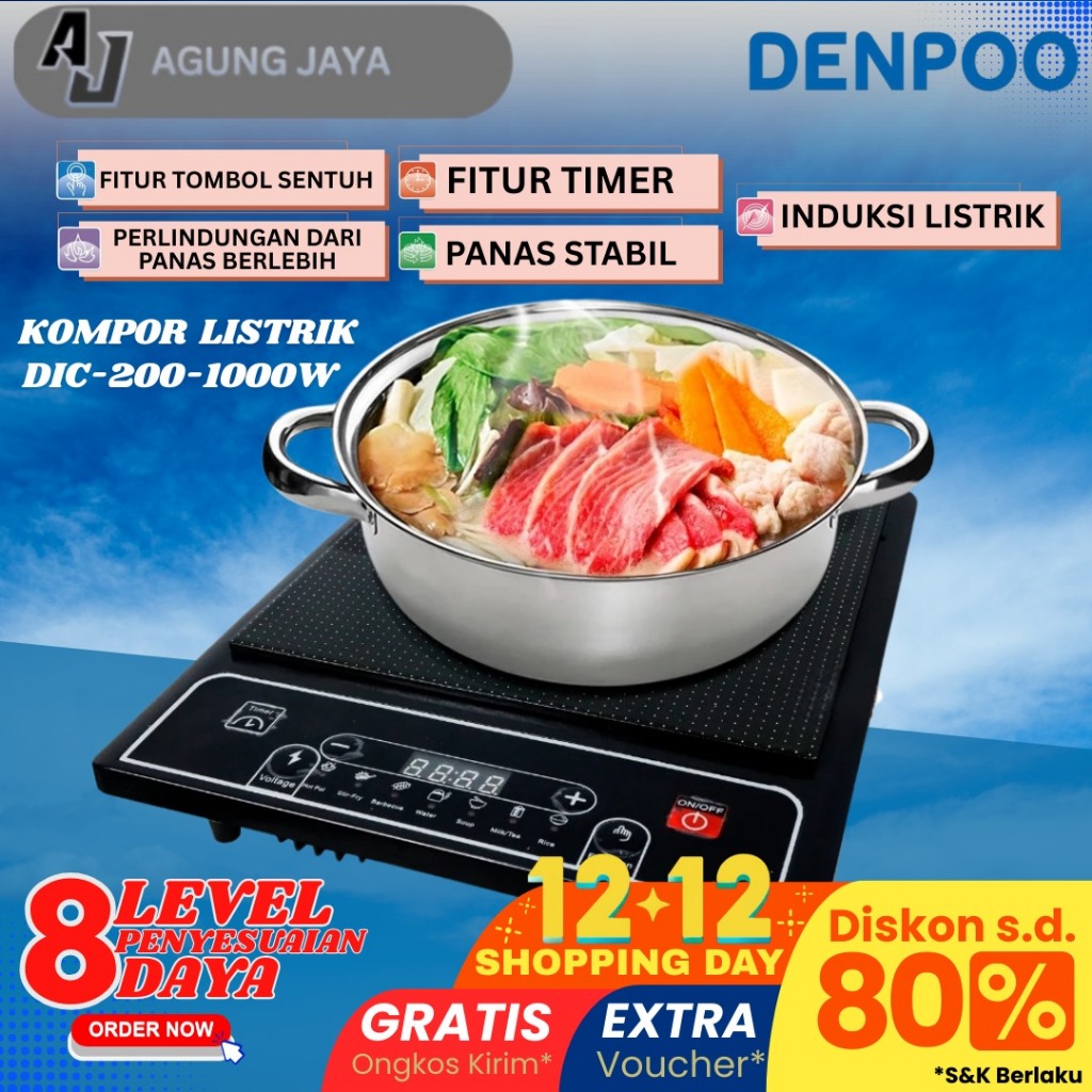 KOMPOR INDUKSI LISTRIK/ KOMPOR LISTRIK DENPOO DIC 200-1000