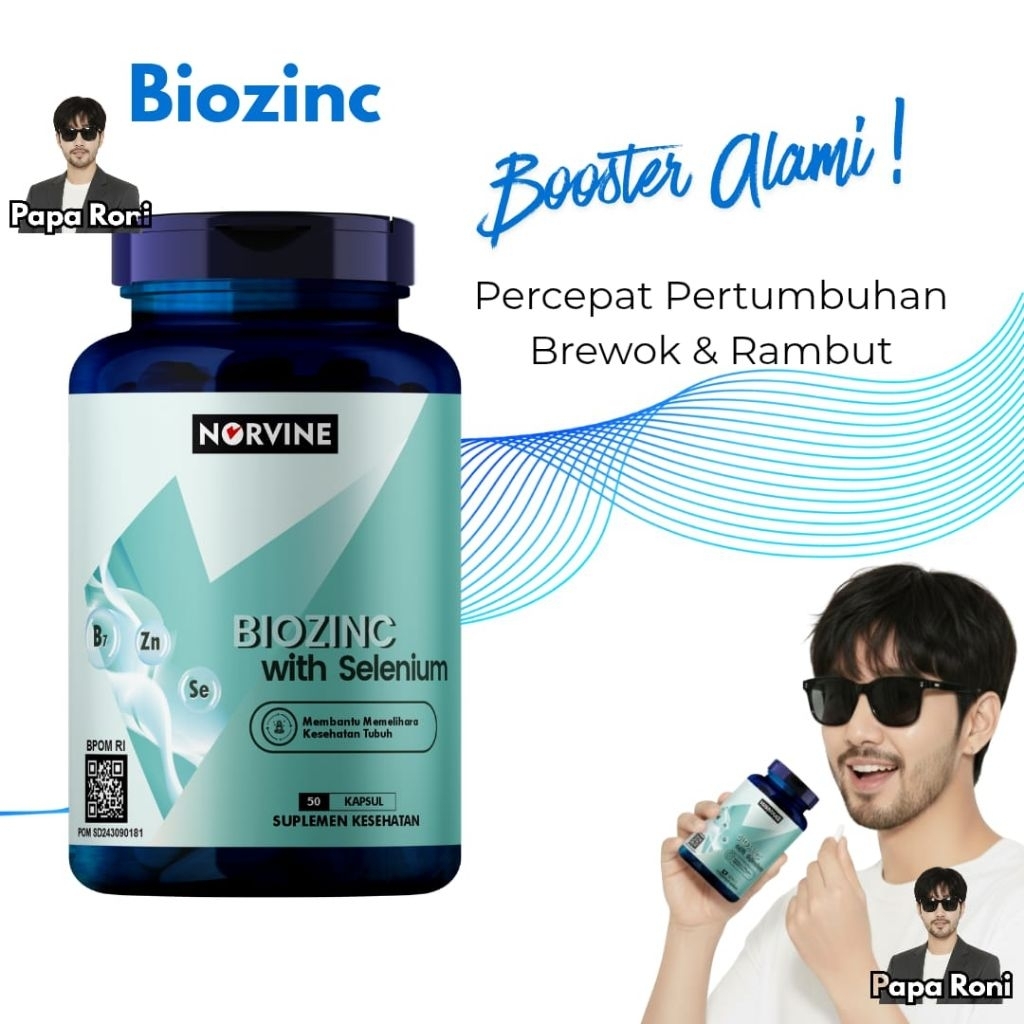 Norvine Biozinc Biotin + Zinc Selenium Saw Palmetto Pencegah Kebotakan Kerontokan Penumbuh Rambut Br