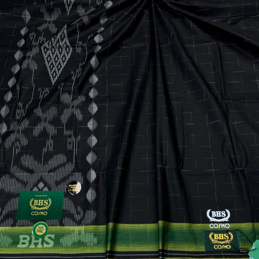 SARUNG BHS COSMO GOLD K26 PRC 3 HITAM SELVEDGE JACQUARD