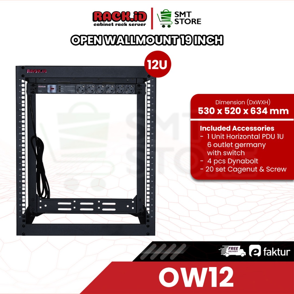 RACKID Open wallmount OW 12U rak server 12U rak CCTV modem wallmount rak murah – OW12