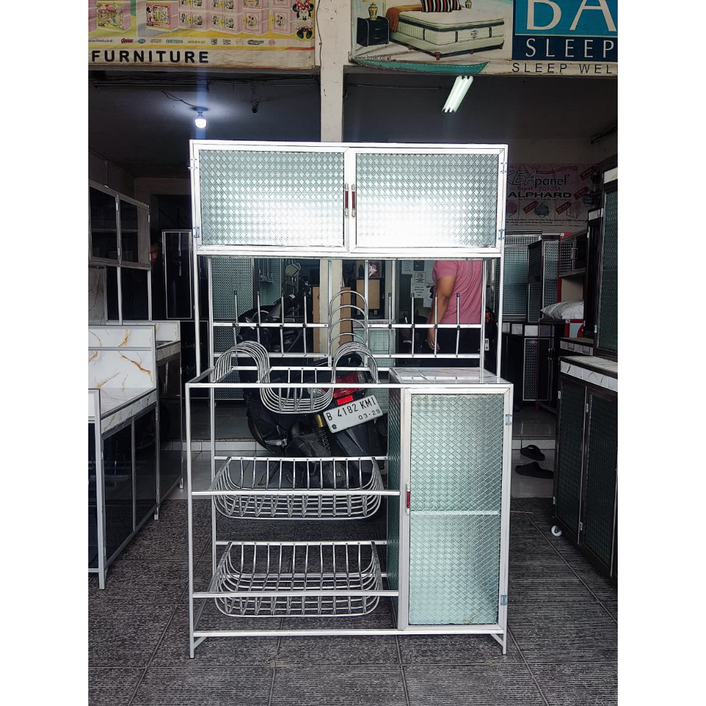 Rak piring alumunium box terbuka/rak piring alumunium/lemari piring/lemari piring alumunium/lemari p