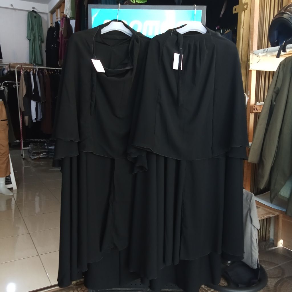Jilbab Safar Jetblack Purdah 2 Layer