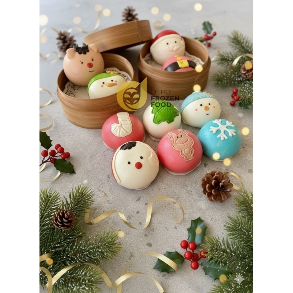 Bakpao karakter natal/ BAKPAO NATAL/ Hampers natal/ kue natal/ frozen food