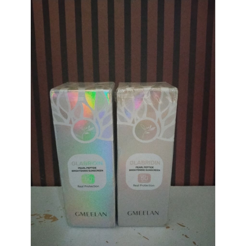 GMEELAN GLABRIDIN Brightening Gold dan GMEELAN GLABRIDIN Pearl Peptide Brightening Sunscreen