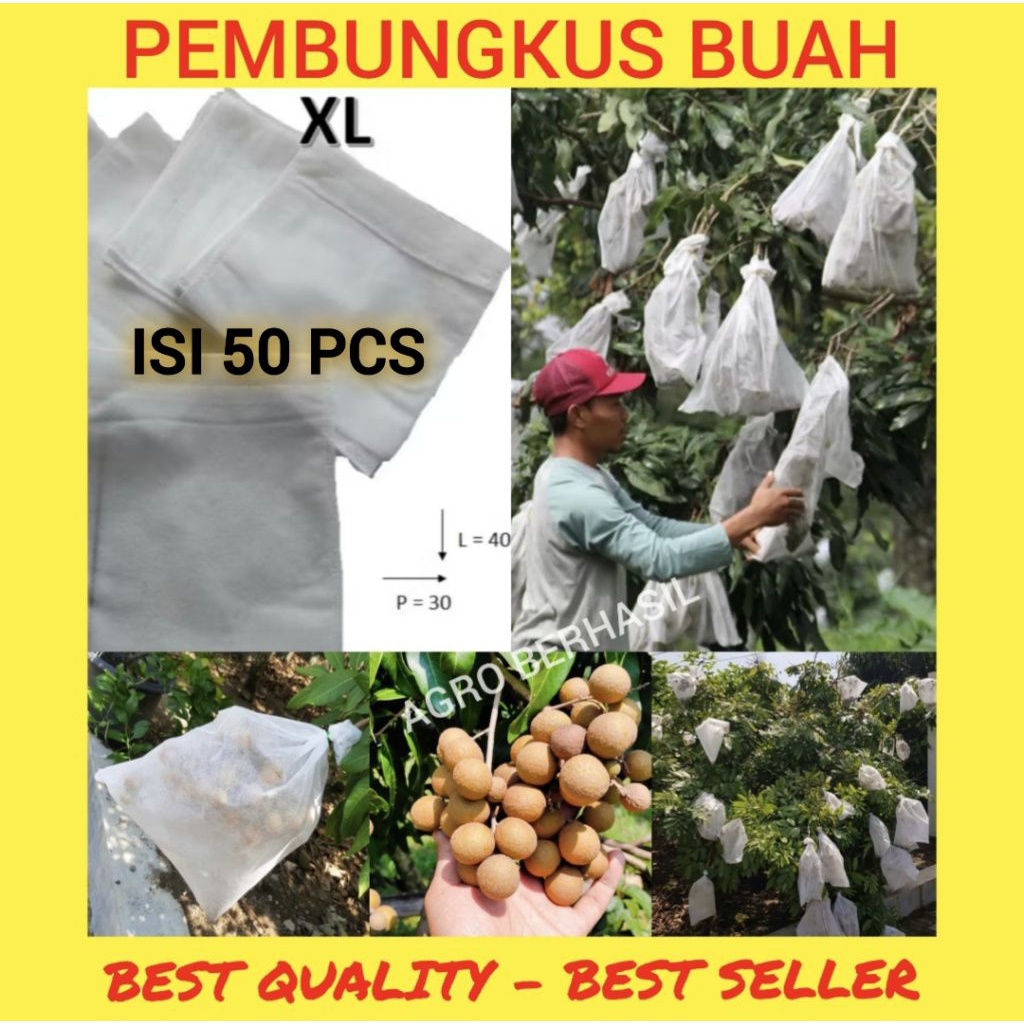 Pembungkus Buah untuk Kelengkeng, Melon, Jambu Air, Jeruk Bali, Kesemek, dll / Fruit Cover (50 pcs S