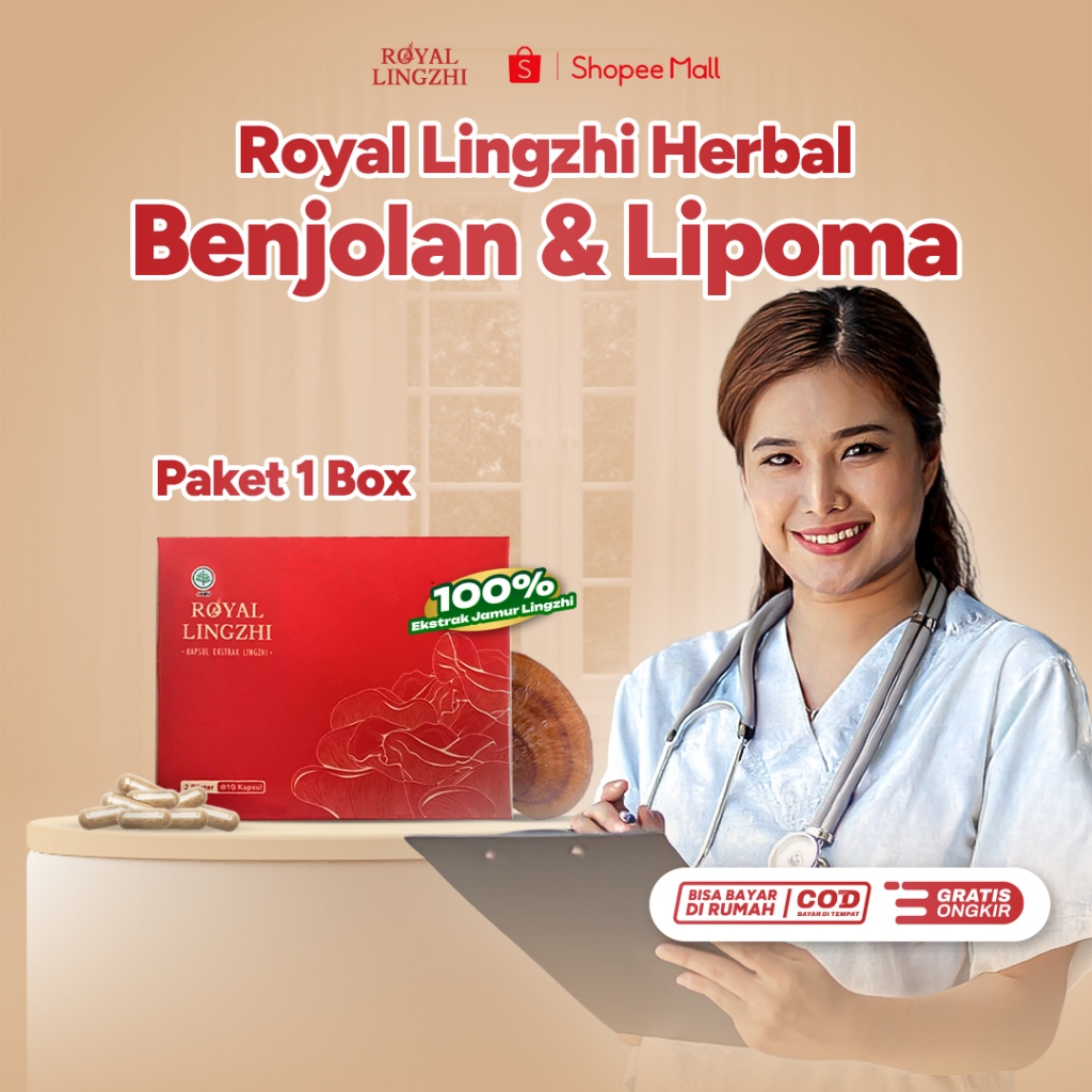 Royal Lingzhi Kapsul Herbal Obat Benjolan & Lipoma 100% Ekstrak Jamur Lingzhi Bantu Jaga Kesehatan