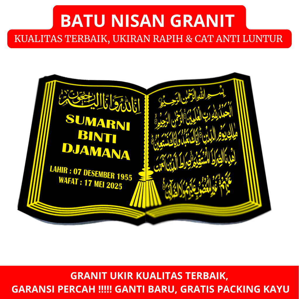 Batu Nisan Murah Bentuk Buku Granit Full harga percm