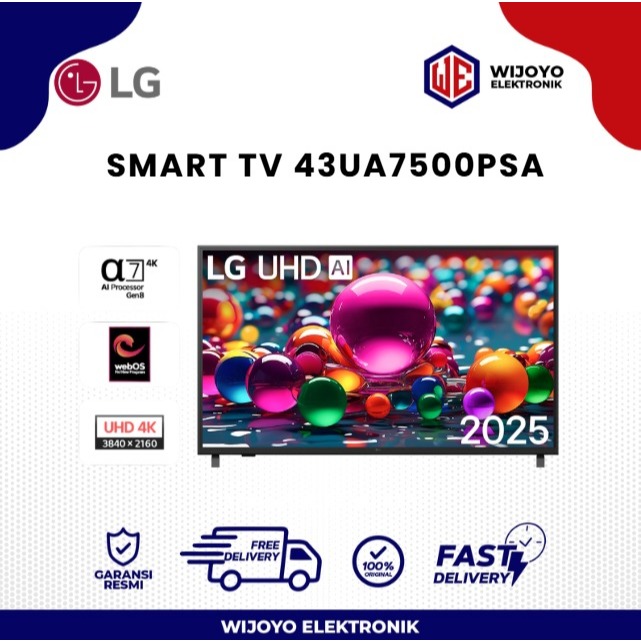 TV LG SMART 43 INCH 43UR7500 PSC UHD REAL 4K A5 GEN 6 43UR7500 NEW