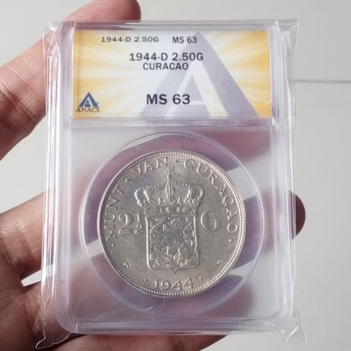 ANACS MS 63 2,5 Gulden Curacao thn 1944-D