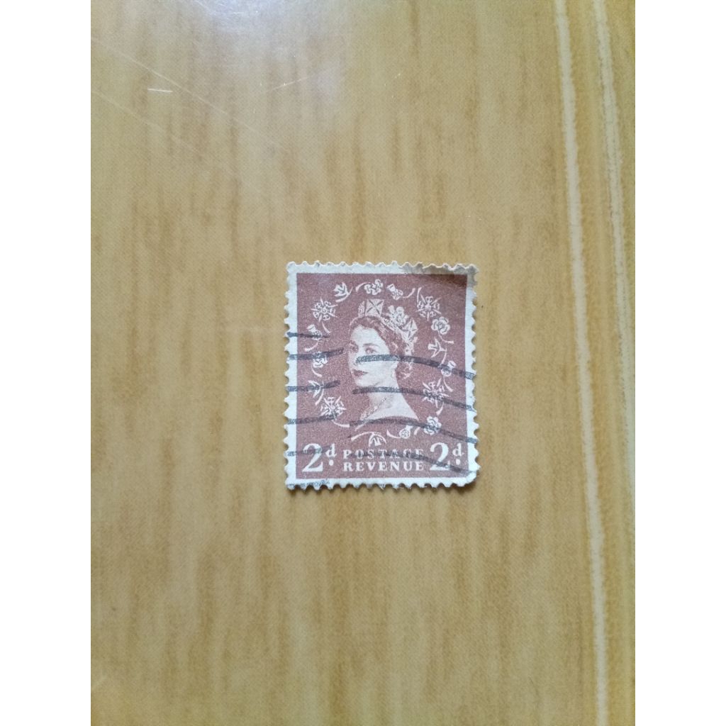 perangko vintage ratu elizabeth II 2 pence great britain