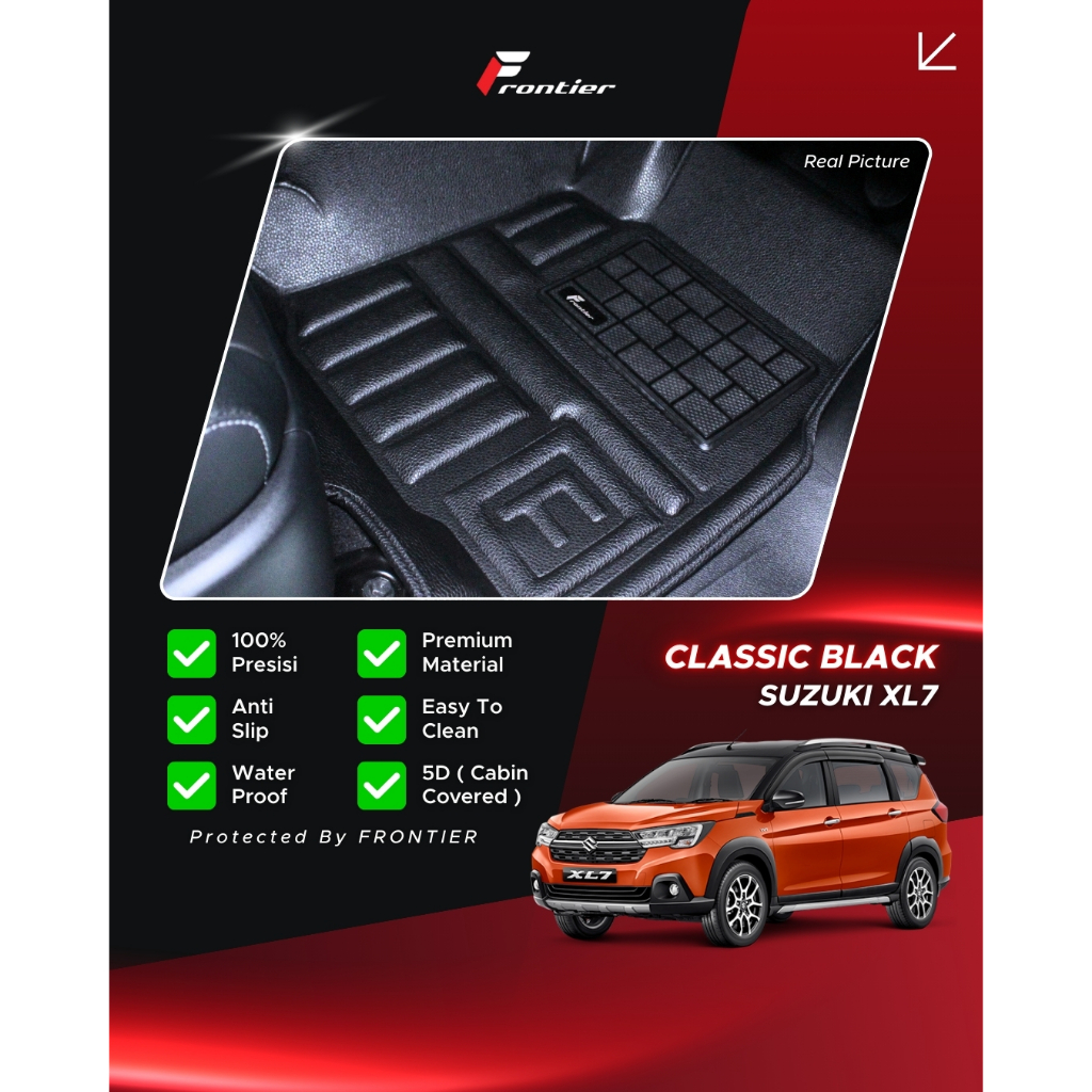 Karpet Mobil 5D Type Classic Black, Untuk Suzuki XL 7 Vintage, Anti Air, Elegant | Frontier
