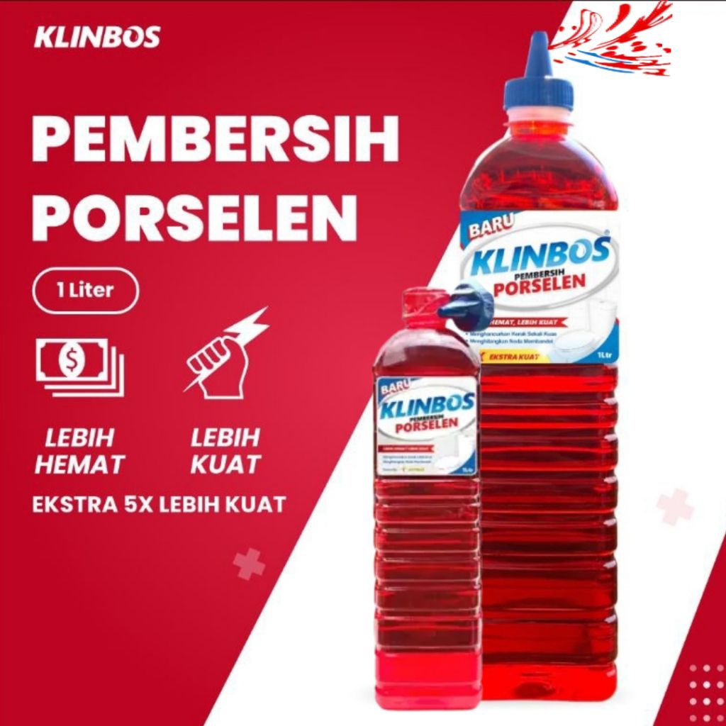 KLINBOS PORSELEN 1 LITER Pembersih Kerak 5X Lebih Kuat Untuk Kamar Mandi,pembersih kerak kamar mandi