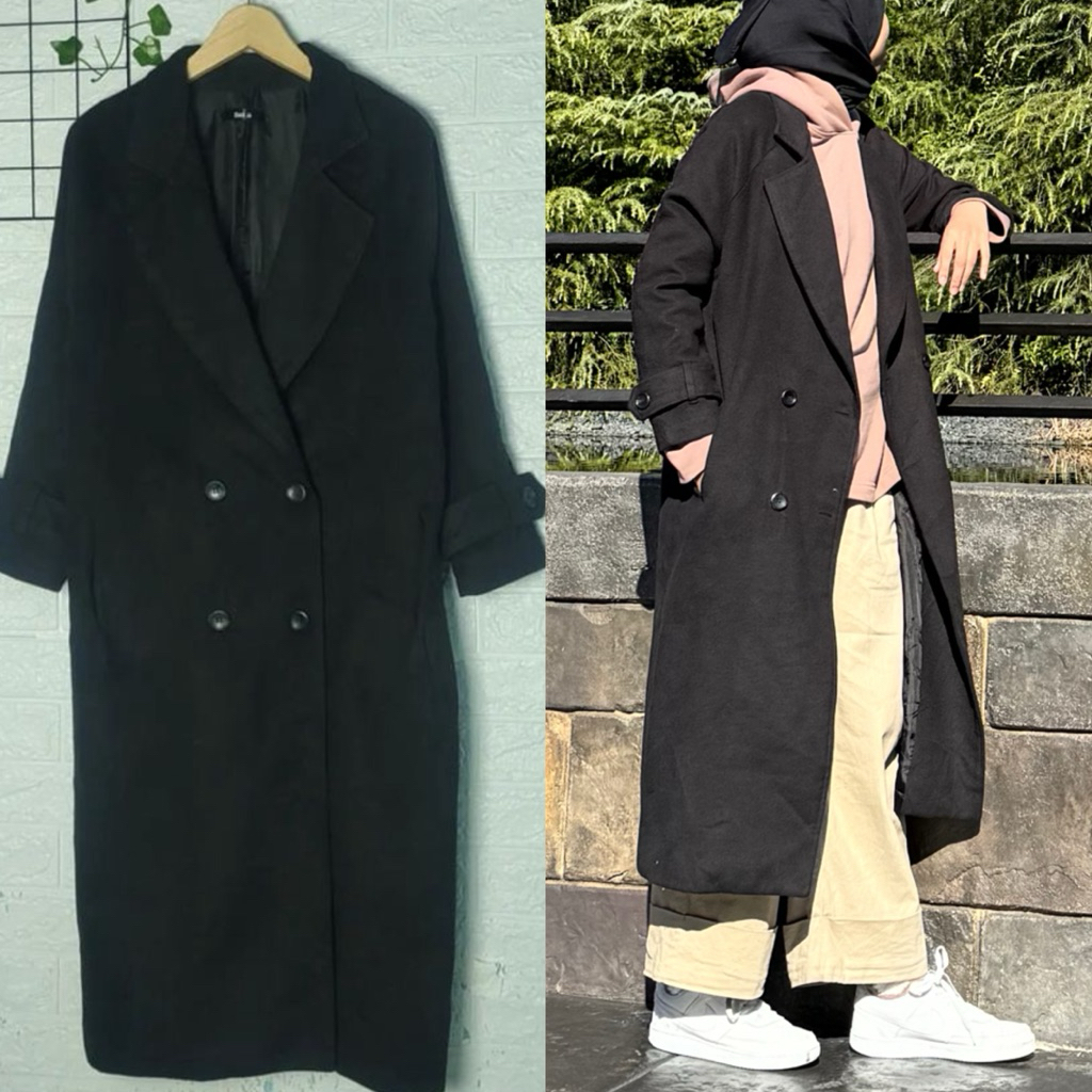 Long Coat / Outer ala Korea bahan Wool untuk Winter / Autumn / Spring [PRELOVED]