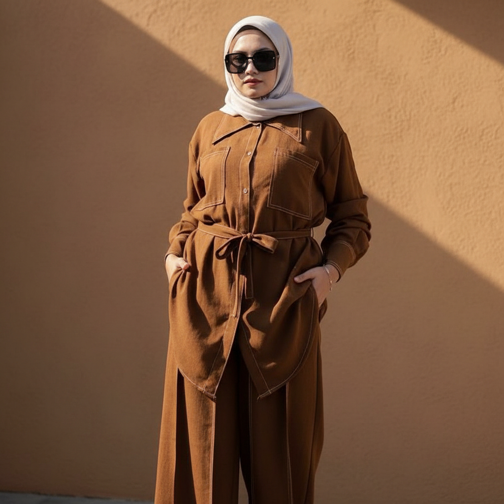 One Set Setelan Wanita Bahan Crinkle Airflow Premium Ld 100-120cm Kekinian Premium Terbaru