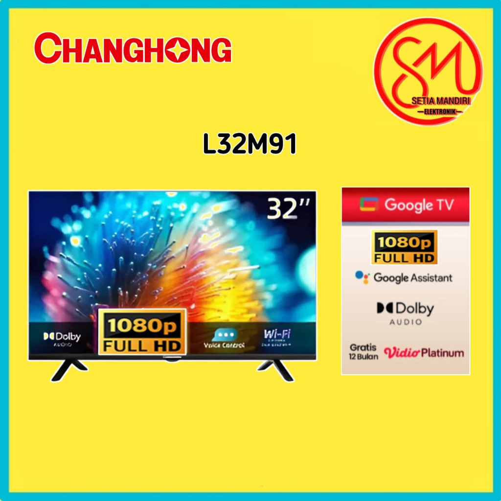 [KARGO] Changhong Google TV 32 inch L32M91 Dolby Audio Netflix Youtube Smart Digital TV ANDROID