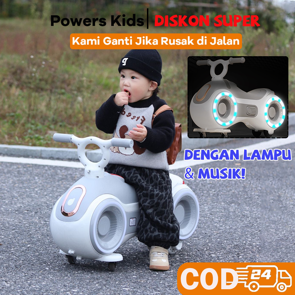 Mainan Anak Sepeda Balance bike Mobil Ayun LED Musik Mobil listrik anak-anak Sesuai Bayi 1-6 Tahun
