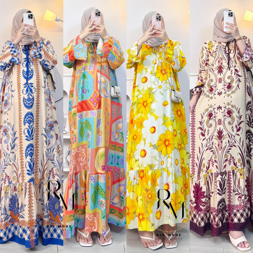Gamis wanita adem variasi kerah tassel/ gamis wanita jumbo / gamis wanita LD 120 / gamis wanita hami
