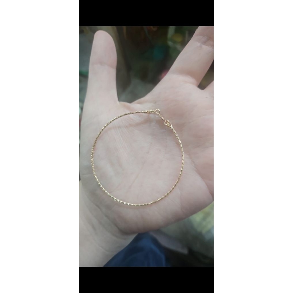 Gelang bulat kawat gold putih rosegold kombinasi rose gold emas asli 16k 700 70% 17 cm