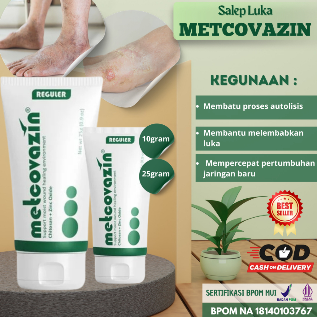 Metcovazin Salep Luka Diabetes 10gr Obat Luka Luar Bernanah Cepat Kering Luka Bakar & Koreng Ampuh