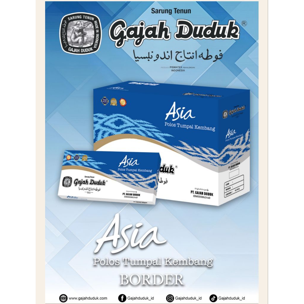 Sarung gajah duduk asia motif polos tumpal kembang/ sarung dewasa/ sarung cowok