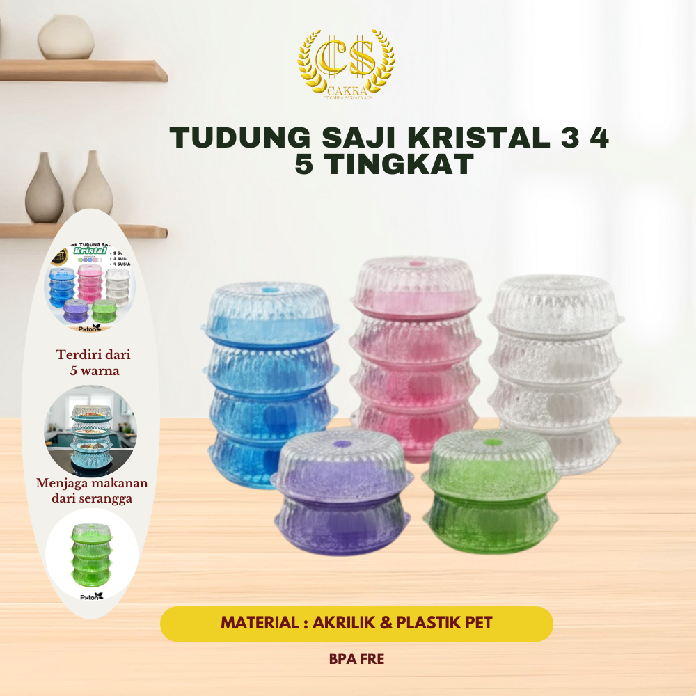 CS Tudung Saji Kristal 3 4 5 Tingkat / Tudung Saji Acrylic Makanan Tebal Premium / Lemari Makanan