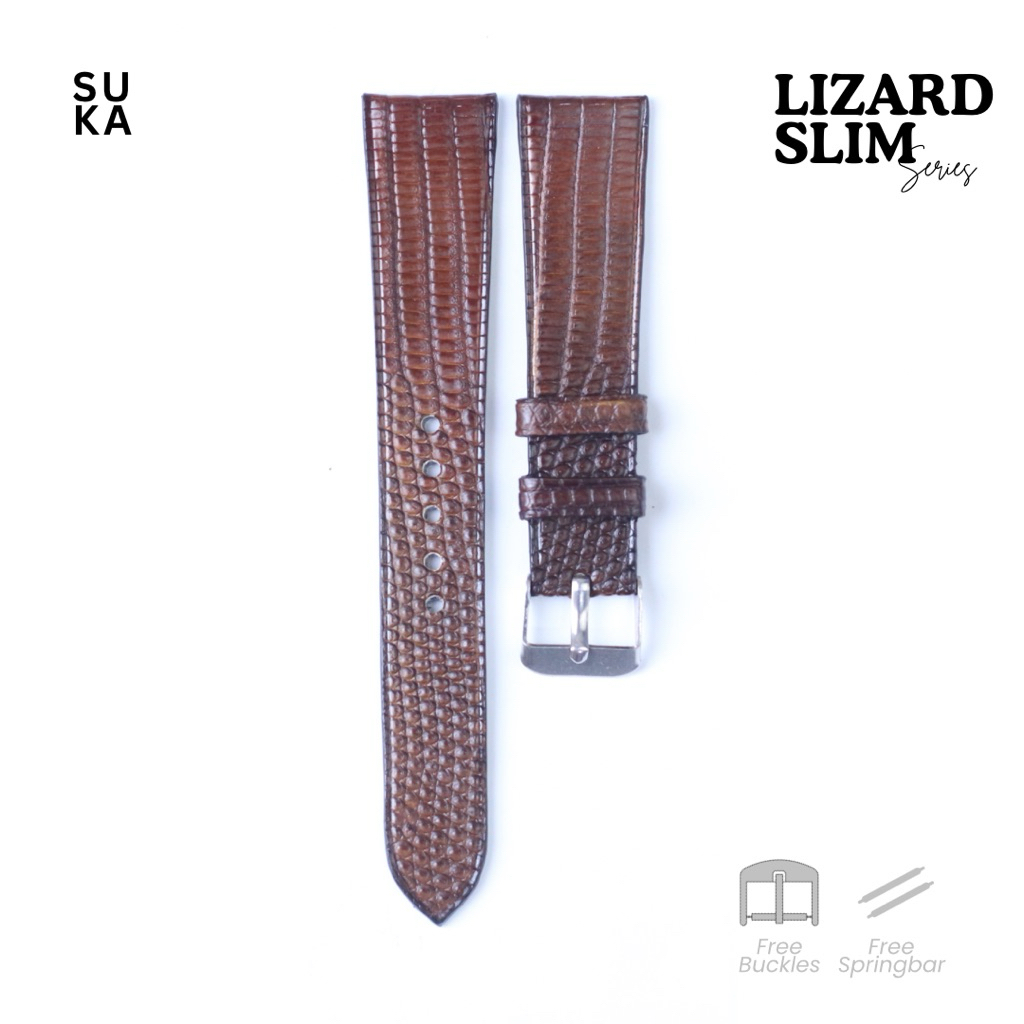 Lizard Slim Series – Coklat | Strap Jam Tangan Kulit Lizard Premium | Handmade, Elegant, Tipis & Nya